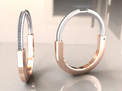 Lock Hoop Earrings T 3D print model