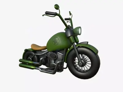 Motorcycle Cartoon A15 Green - Custom Vehicle Design Low-poly 3D model