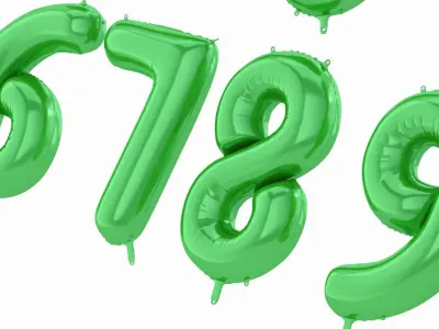 Balloon Numbers Green Color 3D model