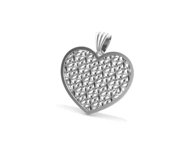Heart and flowers pendant 3D print model