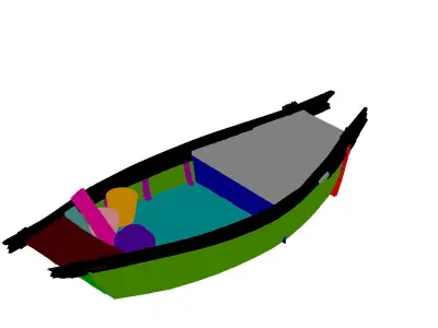 Game Traffic - Small wooden boat 04 3D model