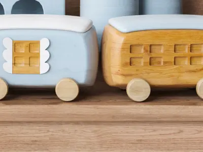 Wooden toy set 3D model