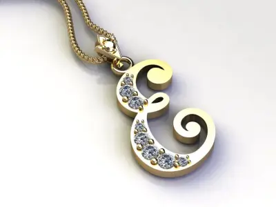 Alphabet V1 Font Style Pendant E 3D print model