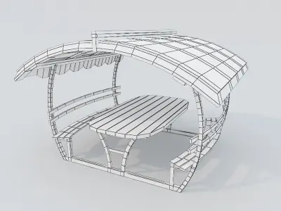 Wooden Pergola PBR Low-poly 3D model