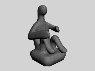 artifact model silver man on chair Free 3D model