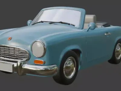 cartoon 3d blue car model for 3D Printing  3D print model