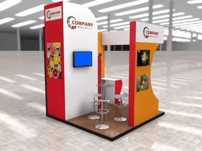 Exhibition Stand Booth stall 3x3m Height 376cm 3 Sides Open 3D model purchase