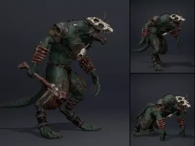 Mist Barbarian Arm1 Brutal Low-poly 3D model