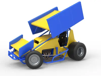 Winged Sprint car while turning Scale 1 to 25 3D print model