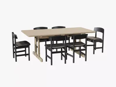 DiningSet-V-01Mogensen Table 6286 andChair 3236 Low-poly 3D model