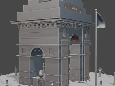 The India Gate Low-poly 3D model