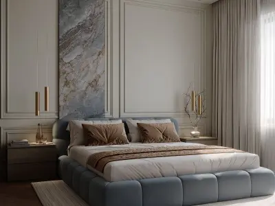 Luxury Modern Bedroom Interior Scene  3ds Max  Corona 11 3D model