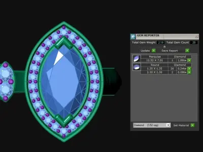 Diamond Jewelry Ring Marquise gem Sapphire blue cut Free 3D print model