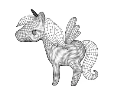Stylized Toon Unicorn Pegasus rigged Low-poly 3D model
