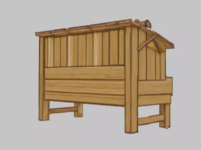 Wooden Bird Feeder Station Low-poly 3D model