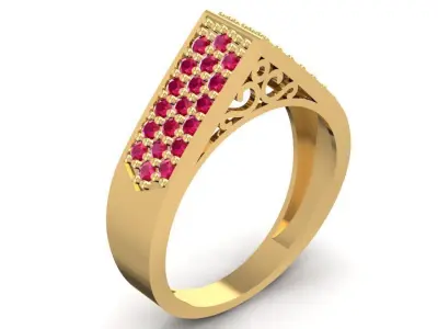 Geometric Pave Square Gemstone Ring for Men 1769 3D print model