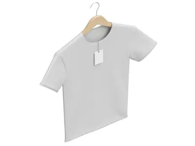 Crew Neck T-Shirt Hanging on Hanger For Men with Tag 3D model