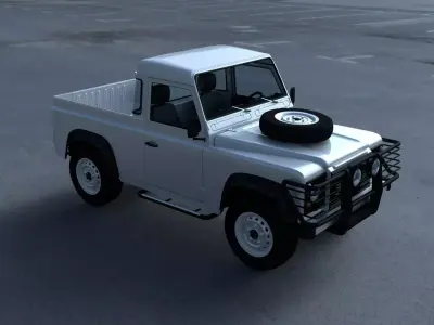 Land Rover Defender 90 Pick Up w interior HDRI 3D model