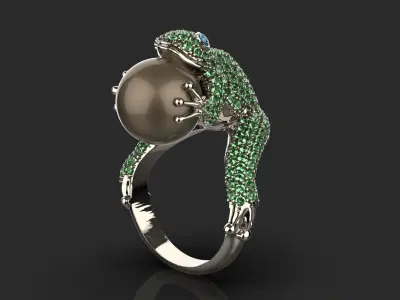 Frog with pearl Ring 3D print model