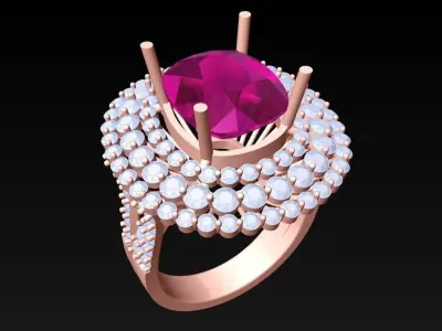 Oval Stone Ring - Womens Rings - N3057 3D print model