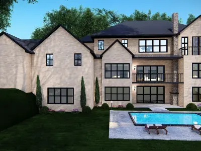 Luxury Stone House 3D Model Modern Suburban Villa 3D model