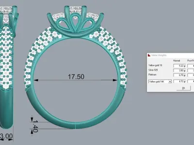 Jewelry Ring Gold 3D print model 56