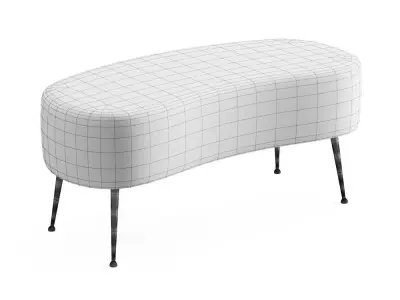White Fauxfur Gio Ponti Stool 3D model
