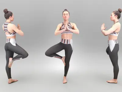 Sporty young woman meditating 378 Low-poly 3D model