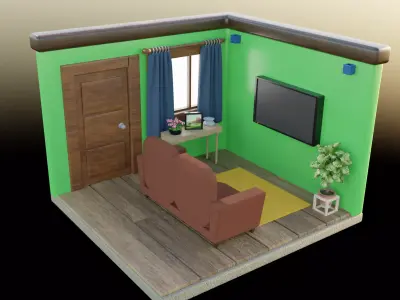 Isometric Room Low poly Low-poly 3D model
