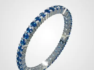 Blue Diamond Eternity Ring 3D Model 3D print model