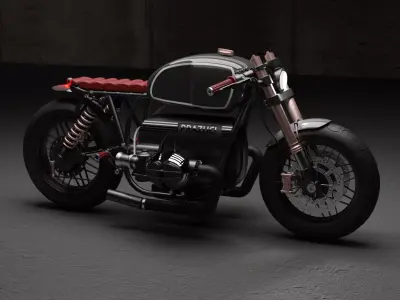 Custom Brat Motorcycle Low-poly 3D model