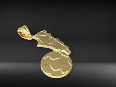 Soccer Shoe and Ball Pendant Necklace Jewelry 3D print model