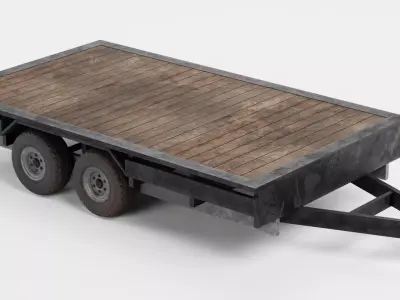 Old Utility Trailer Set  Low-poly 3D model