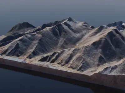 Desert Terrain Model- Endless Adventures mountain in middle o... Free low-poly 3D model