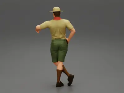 Boy scout standing at scout camp during their summer camp 3D print model