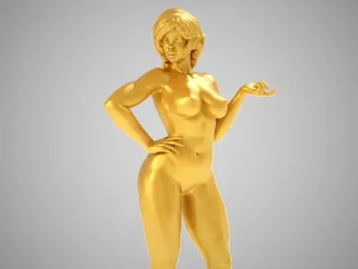 Glamorous woman in dress 3D print model