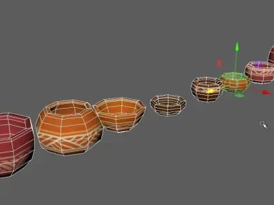Bowls clay pots 3D model