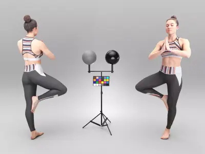 Sporty young woman meditating 378 Low-poly 3D model