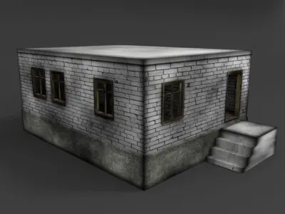BrickHouse house with stairs and windows Free low-poly 3D model