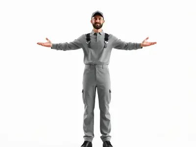 Human Character in Workwear Model Pack Low-poly 3D model