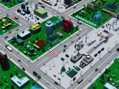City Engine Low-poly 3D model