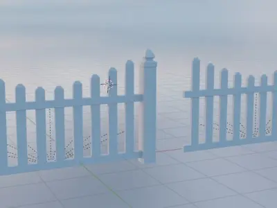 White vinyl fence Free low-poly 3D model