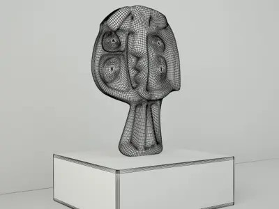 Modernist Bronze Abstract Sculpture 3D model