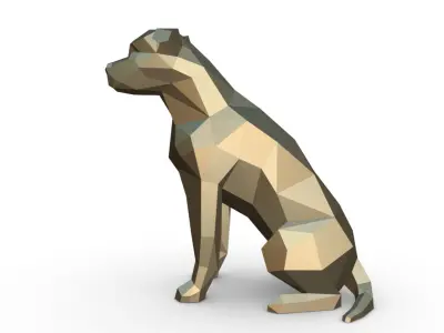 american staffordshire terrier low poly 3D print model