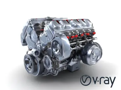Multi-Valve Inline-6 Engine Advanced Design model pack Low-poly 3D model