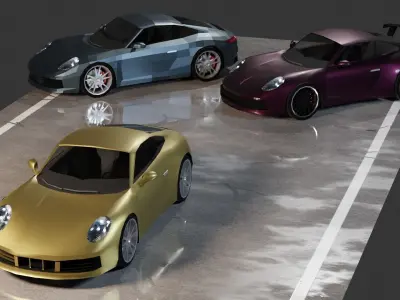 Porsche 911 8th gen Low-poly 3D model