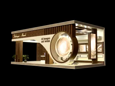 Modern AI Art Gallery Booth Blender 3D Exhibition Stand Design 3D model