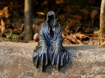 sculpture death waiting sitting halloween decoration 3D print model