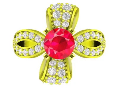Luxury Floral Gemstone Ring 3D Model 4444 3D print model