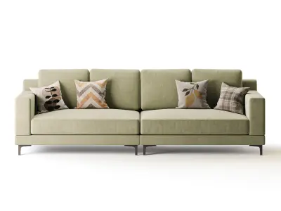 3-seater Modish Cream Solid Color Sofa 3D model